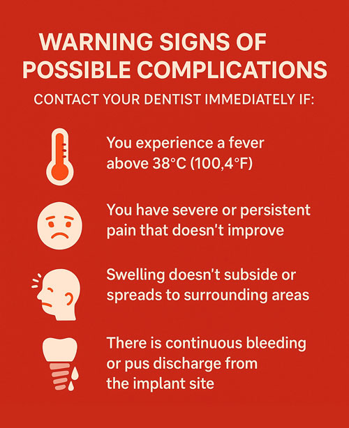 Warning Signs of Possible Complications Contact Your Dentist Immediately If
