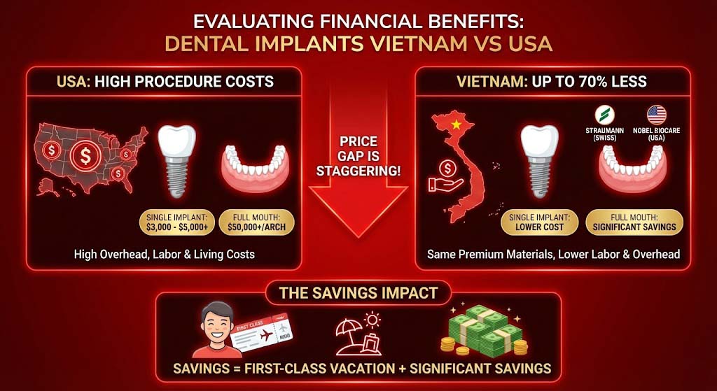 Evaluating the financial benefits Dental implants Vietnam vs USA