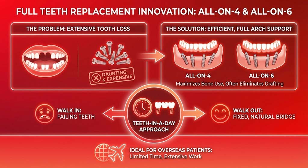 full teeth replacement innovation all on 4 and all on 6